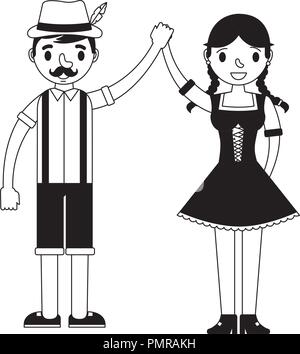 Couple allemand avec costume typique Illustration de Vecteur