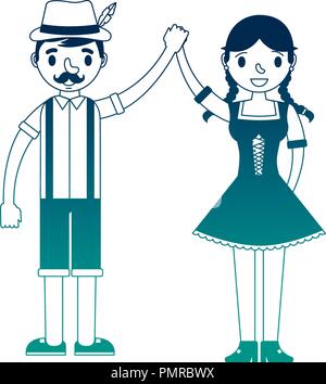 Couple allemand avec costume typique Illustration de Vecteur