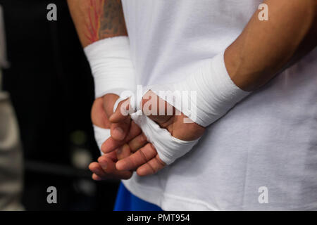 Manny Pacquiao assiste à sa séance d'entraînement à des médias de Sport Boxe carte sauvage le 28 novembre 2012 à Los Angeles, Californie. L'entraînement est en préparation de la prochaine Pacquiao lutte contre Juan Manuel Marquez des inamita "le 8 décembre 2012 à la MGM Grand Garden Arena de Las Vegas. (Photo par John / Salangsang PictureLux / RPAC) Banque D'Images