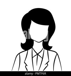 Caractère avatar femme icône, isolé sur blanc backgroun - Vector design iconique. Illustration de Vecteur