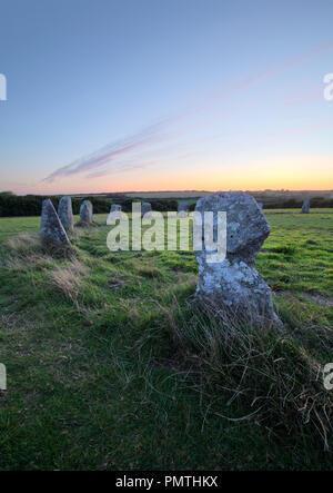 Merry Maidens Stone Circle à St Buryan à West Cornwall Banque D'Images