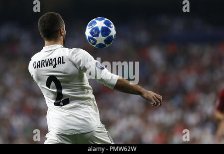 Madrid, Madrid, Espagne. 19 Sep, 2018. Dani Carvajal (Real Madrid) vu en action lors de la Ligue des Champions' League groupe G match de football Real Madrid contre les Roms au Santiago Bernabeu à Madrid.Score final : Crédit Manu Haiti/SOPA Images/ZUMA/Alamy Fil Live News Banque D'Images