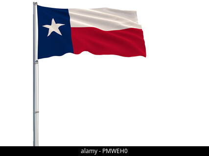 Drapeau de la isolés US Etat du Texas est au vent, rendu 3d. Banque D'Images