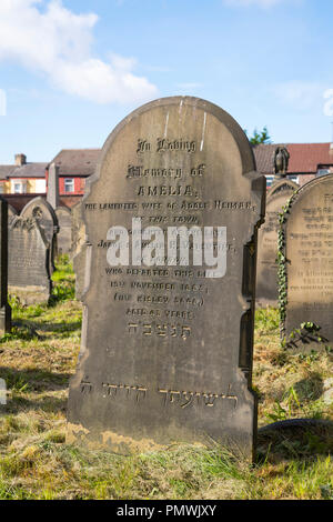 Liverpool Road Kensington Deane Vieux cimetière Hebrew Congregation ouvert 1837 tombes restauré 2012 Loterie Nationale pierre tombale Amelia Neiman est mort 1885 Banque D'Images