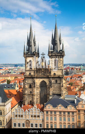 Mère de Dieu de l'église Tyn avant à Prague, République tchèque. Banque D'Images