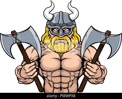 Guerrier Viking Mascot Illustration de Vecteur