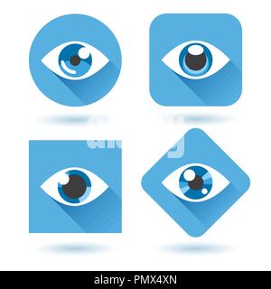 Blue Eye télévision icons set Illustration de Vecteur