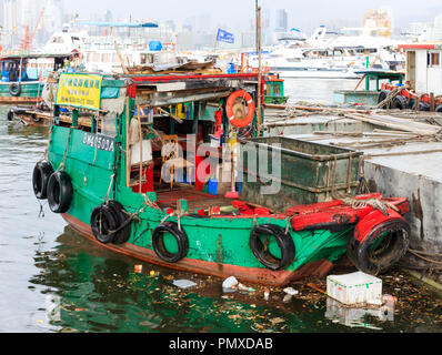 Hong Kong - Juillet 02, 2018 : Un vieux Junk Boat à Hong Kong Banque D'Images