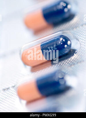 Vancomycine 125 mg. L'antibiotique oral est un médicament d'ordonnance utilisé pour traiter les infections à Clostridium difficile et à staphylocoque. Banque D'Images