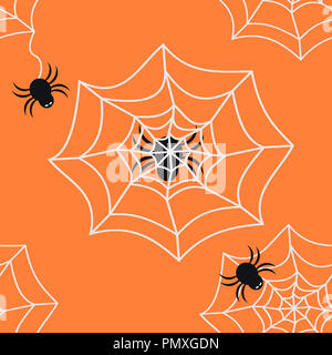 Modèle de couleur noire transparente et araignée araignée gris sur fond orange, de forme carrée, trois couleurs. Banque D'Images