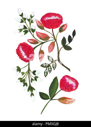 Illustration de dessin bouquet fleurs dans des couleurs vives pour divers types d'isolé Banque D'Images