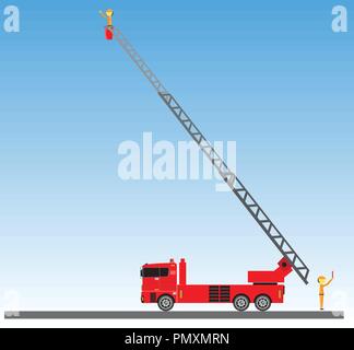 Camion à incendie sur fond de ciel bleu vector Illustration de Vecteur