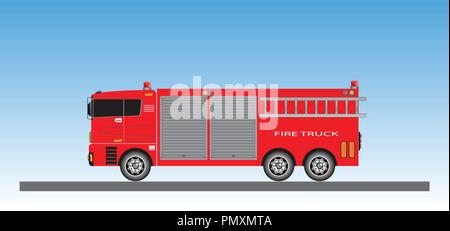 Camion à incendie sur fond de ciel bleu vector Illustration de Vecteur