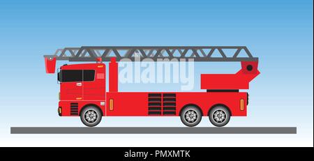 Camion à incendie sur fond de ciel bleu vector Illustration de Vecteur