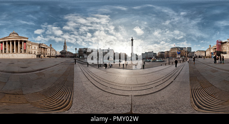 Vue panoramique à 360° de Trafalgar Square et la Colonne Nelson