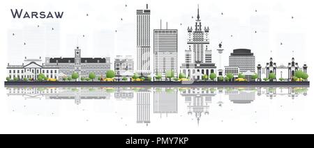 Pologne Varsovie Ville avec immeubles gris isolé sur fond blanc. Vector Illustration. Illustration de Vecteur