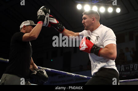 Matty Askin (à droite) au cours de l'entraînement à York Hall, Londres. Banque D'Images