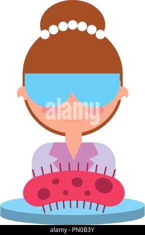 Femme avec des lunettes scientifiques bactéries sur boîte de pétri Illustration de Vecteur