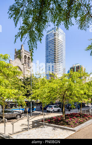 Première église baptiste & Robert Lee YMCA de la rue Burrard, à Vancouver, Colombie-Britannique, Canada Banque D'Images