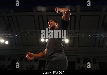 Anthony Joshua au cours de l'entraînement à York Hall, Londres. Banque D'Images