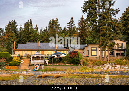 Les maisons du littoral, , Union Bay, British Columbia, Canada Banque D'Images