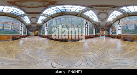 Vue panoramique à 360° de La salle Henri Martin au Capitole de Toulouse - France