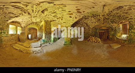 Vue panoramique à 360° de Cellier de l'abbaye de la Lucerne - France