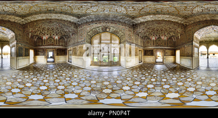 Vue panoramique à 360° de Sheesh Mahal (palais des miroirs) au fort de Lahore, Pakistan, Lahore