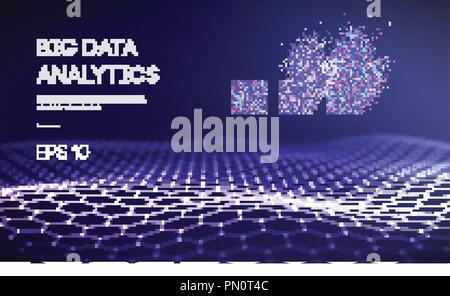 Big Data. Intelligence d'affaires d'arrière-plan de la technologie. Code binaire l'apprentissage en profondeur des algorithmes d'analyse de la réalité virtuelle. L'apprentissage scientifique des données machine. L'intelligence artificielle et l'automatisation de la recherche des données Illustration de Vecteur