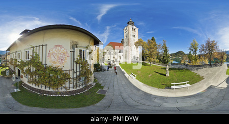 Vue panoramique à 360° de Sur l'île de lac de Bled