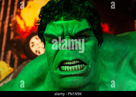 Hulk, Bruce Banner, Marvel, section du musée de cire de Madame Tussauds à Amsterdam, Pays-Bas Banque D'Images