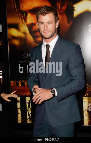 Chris Hemsworth lors de la première mondiale de Legendary Pictures et Universal Pictures "Blackhat" tenue au Théâtre chinois de Grauman à Hollywood, CA, le 8 janvier 2015. Photo par Joe Martinez / PictureLux Banque D'Images