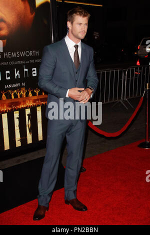 Chris Hemsworth lors de la première mondiale de Legendary Pictures et Universal Pictures "Blackhat" tenue au Théâtre chinois de Grauman à Hollywood, CA, le 8 janvier 2015. Photo par Joe Martinez / PictureLux Banque D'Images