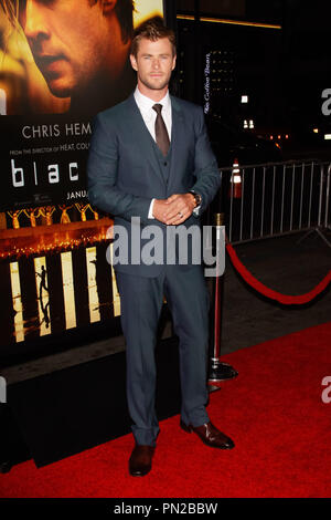 Chris Hemsworth lors de la première mondiale de Legendary Pictures et Universal Pictures "Blackhat" tenue au Théâtre chinois de Grauman à Hollywood, CA, le 8 janvier 2015. Photo par Joe Martinez / PictureLux Banque D'Images