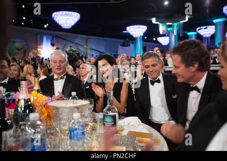 Bill Muray, Amal Clooney, George Clooney et Rande Gerber à la 72e assemblée annuelle Golden Globe Awards au Beverly Hilton de Los Angeles, CA le dimanche 11 janvier 2015. Référence #  32536 Fichier 652CCR pour un usage éditorial uniquement - Tous droits réservés Banque D'Images