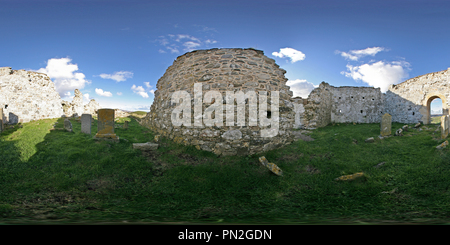 Vue panoramique à 360° de Le cimetière de Trinity Temple, Carinish. North Uist
