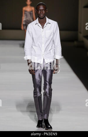 NEW YORK, NY - 05 septembre 2018 : Fernando Cabral promenades la piste en répétition pour les Tom Ford Printemps Été 2019 Fashion show New York Banque D'Images