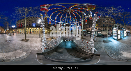 Vue panoramique à 360° de Le kiosque des Noctambules du Jean-michel Othoniel (instalee en 2000.)