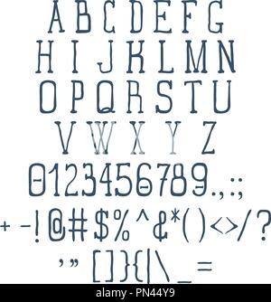 Jeu de polices vintage avec des nombres et des signes. Vector Illustration de Vecteur