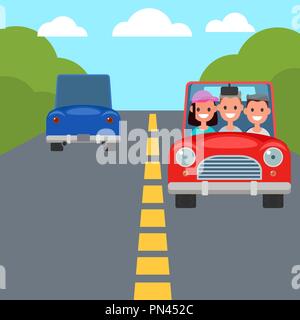 Modèle plat Voiture caractères. Le partage de voiture. Vector Illustration de Vecteur