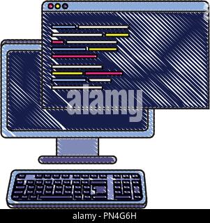 Site web de l'ordinateur et râpé avec une programmation code de données Illustration de Vecteur