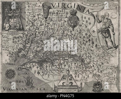 Le capitaine John Smith's map of Virginia, 1624 Banque D'Images