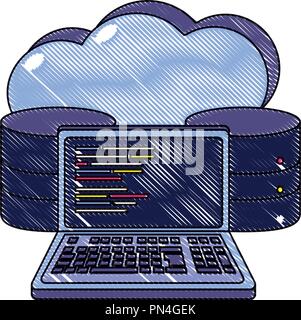 Données cloud râpé et code du système informatique Illustration de Vecteur