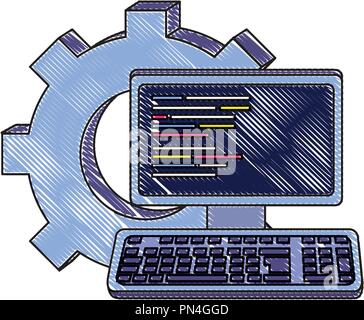 La technologie informatique râpé programme code et engins Illustration de Vecteur