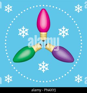 Ampoules colorées et snowflake icônes. Effet 3d vector Illustration de Vecteur