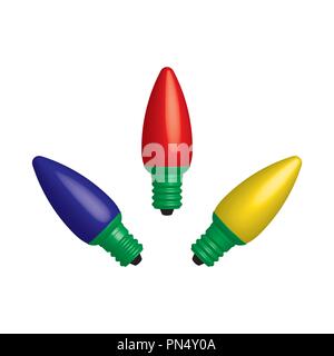 Bougie couleur ampoules sur fond blanc. Effet 3d vector Illustration de Vecteur