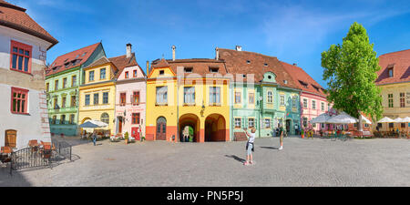 La vieille ville de Sighisoara, Transylvanie, Roumanie Banque D'Images