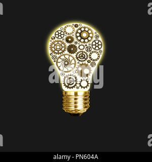 L'innovation avec des idées et concepts avec une ampoule de travail isolé d'affaires cmv Banque D'Images