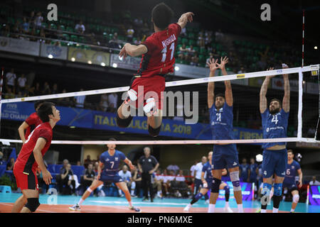 Florence, Italie. 18 Sep, 2018. Yuji Nishida (JPN) Volleyball FIVB : Championnat du monde masculin de volley-ball Italie et Bulgarie 2018 Premier tour extérieure une correspondance entre le Japon 3-2 Argentine à Nelson Mandela Forum à Florence, Italie . Credit : Hirano et Yoshihige/AFLO/Alamy Live News Banque D'Images