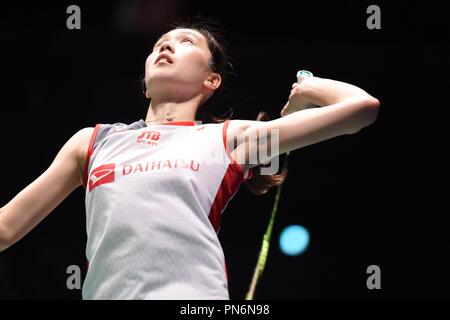 Tokyo, Japon. 15 Sep, 2018. Aya Ohori (JPN) : Badminton Yonex 2018 Daihatsu Japon ouvrir les demi-finales à Musashino Sport Forêt Plaza à Tokyo, au Japon . Credit : Hitoshi Mochizuki/AFLO/Alamy Live News Banque D'Images